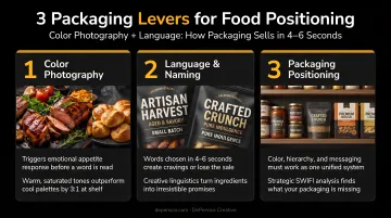 Three packaging levers for food positioning color photography and language breakdown