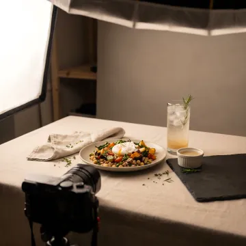 Styled professional food photography setup