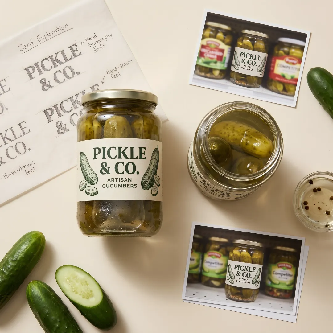 Pickle Bottle Label Design Inspiration & Ideas