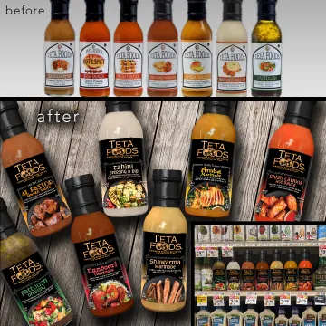 Food logo design process with packaging concepts