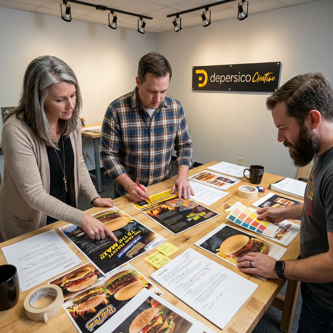 Food brochure design process with layouts