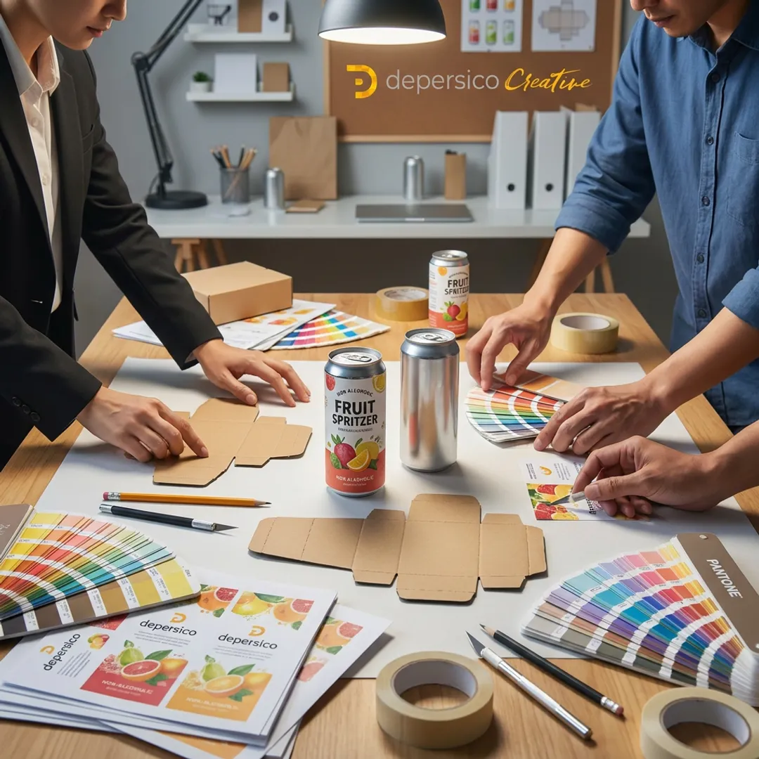 Design team reviewing food package concepts