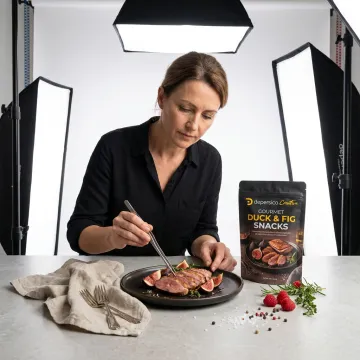 Food stylist preparing a CPG product hero shot