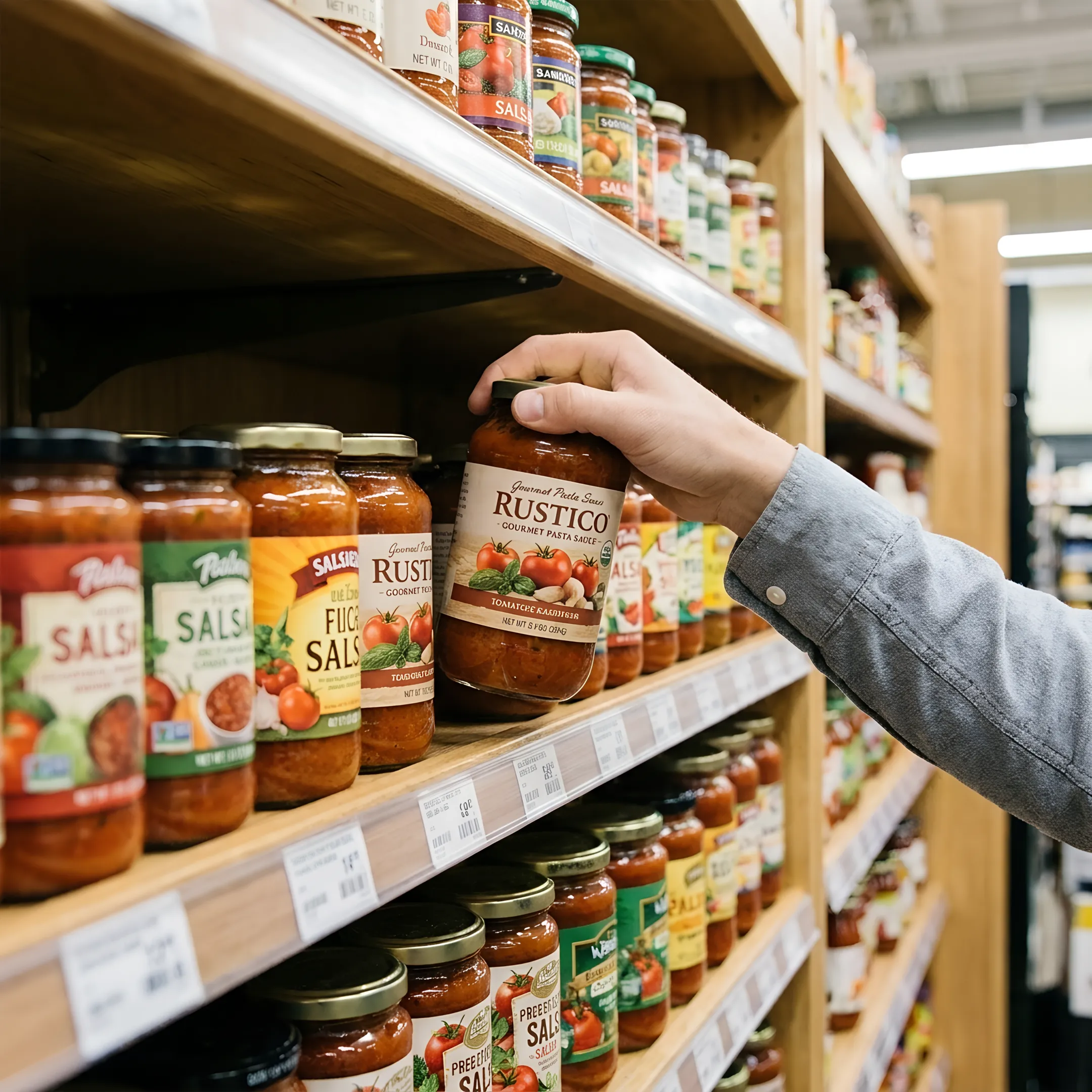 Designer reviewing jar label concepts