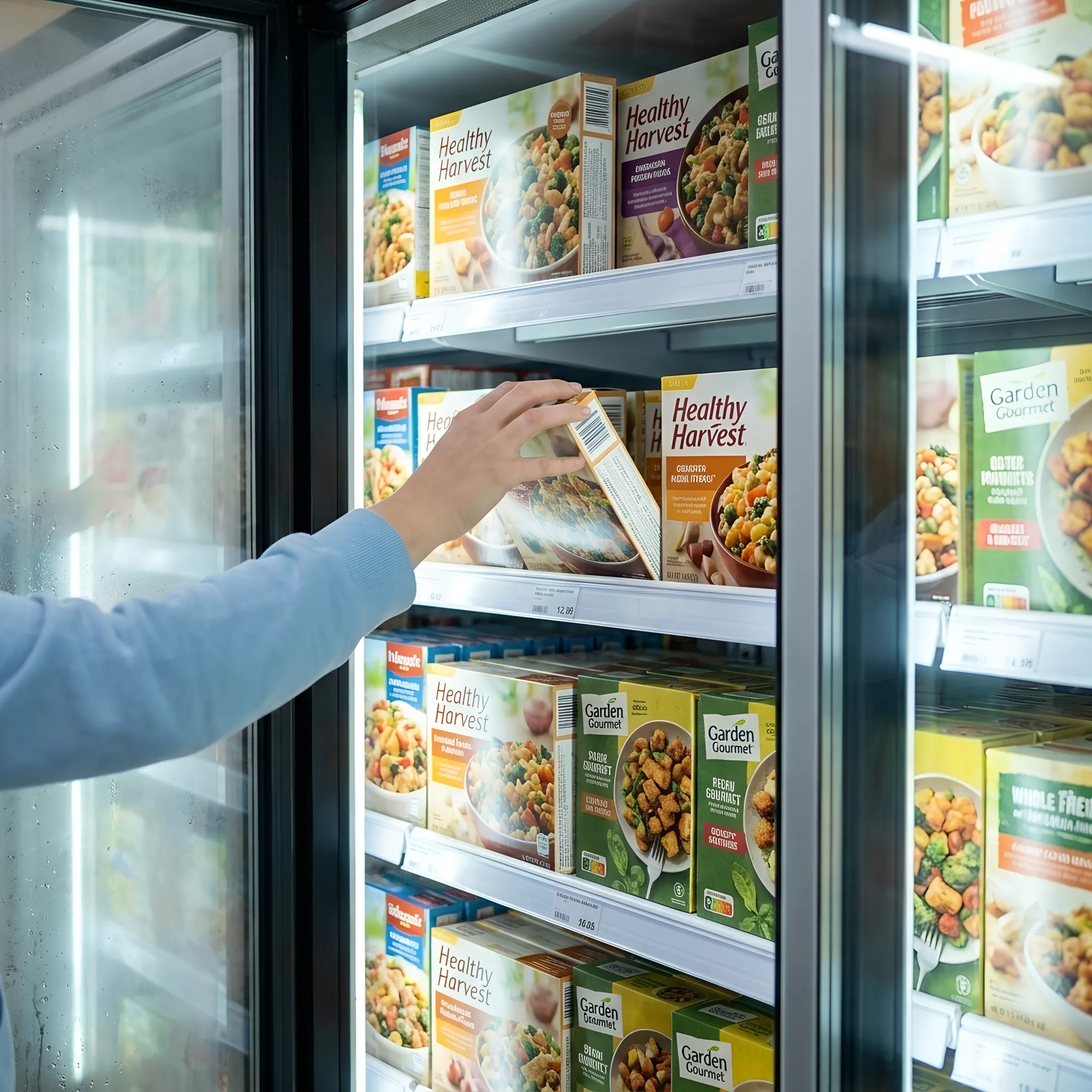 Designer reviewing frozen food brochure layouts