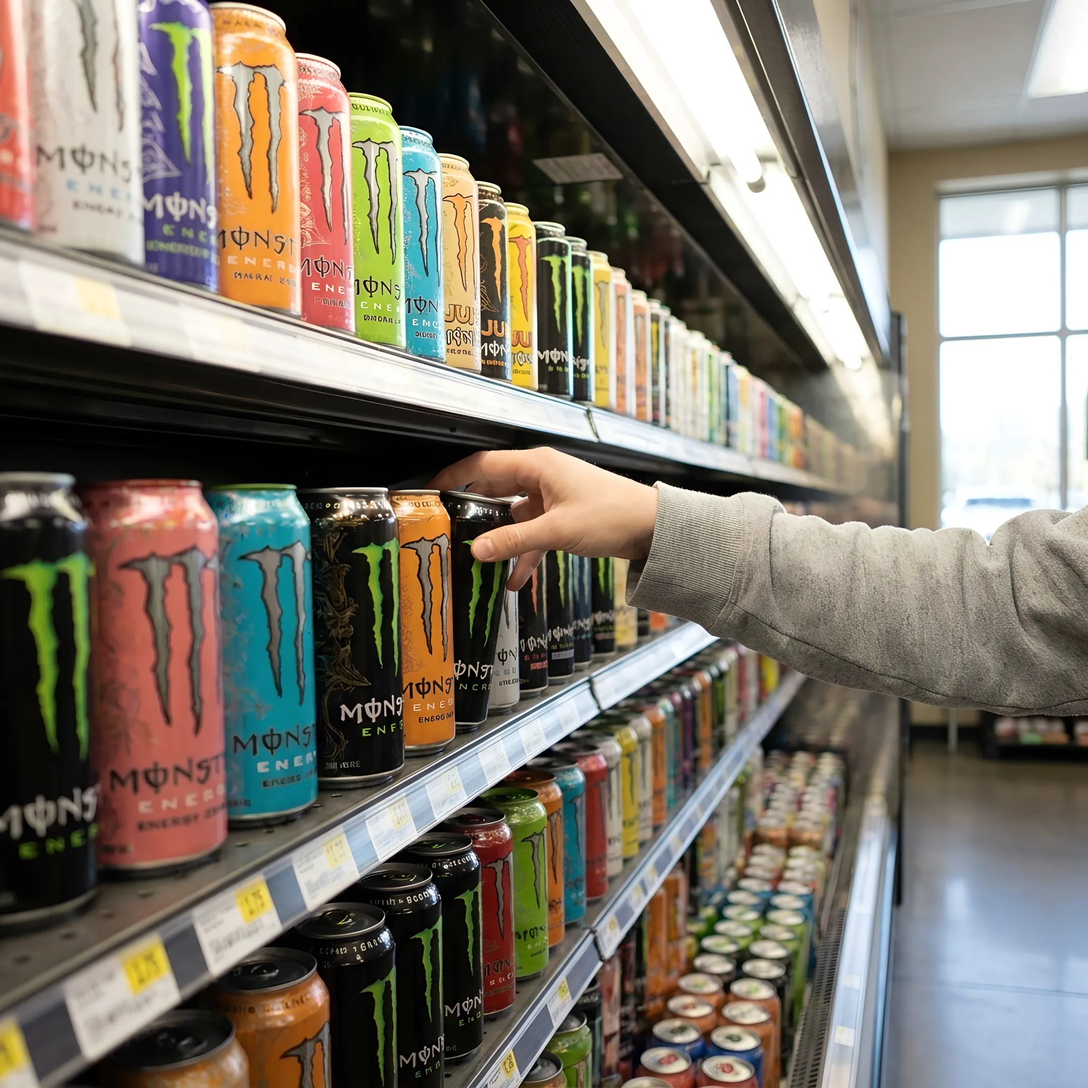Designer reviewing energy drink can concepts