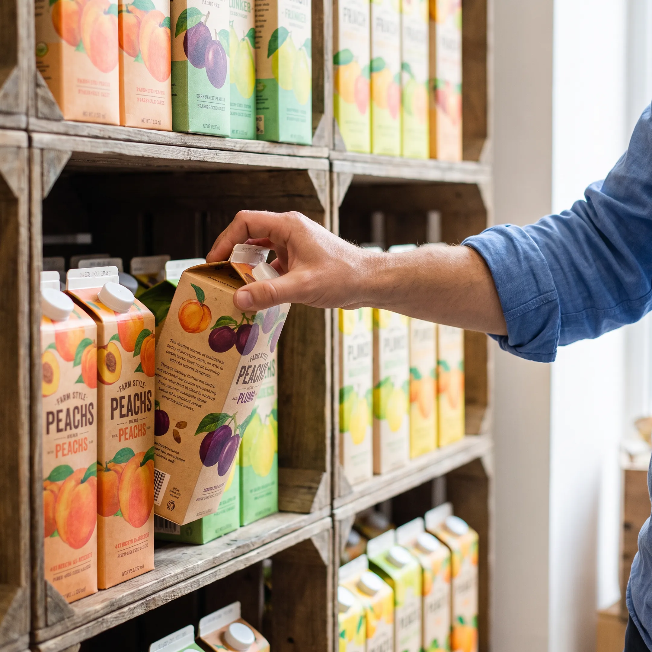 Designer reviewing corrugated fruit box templates