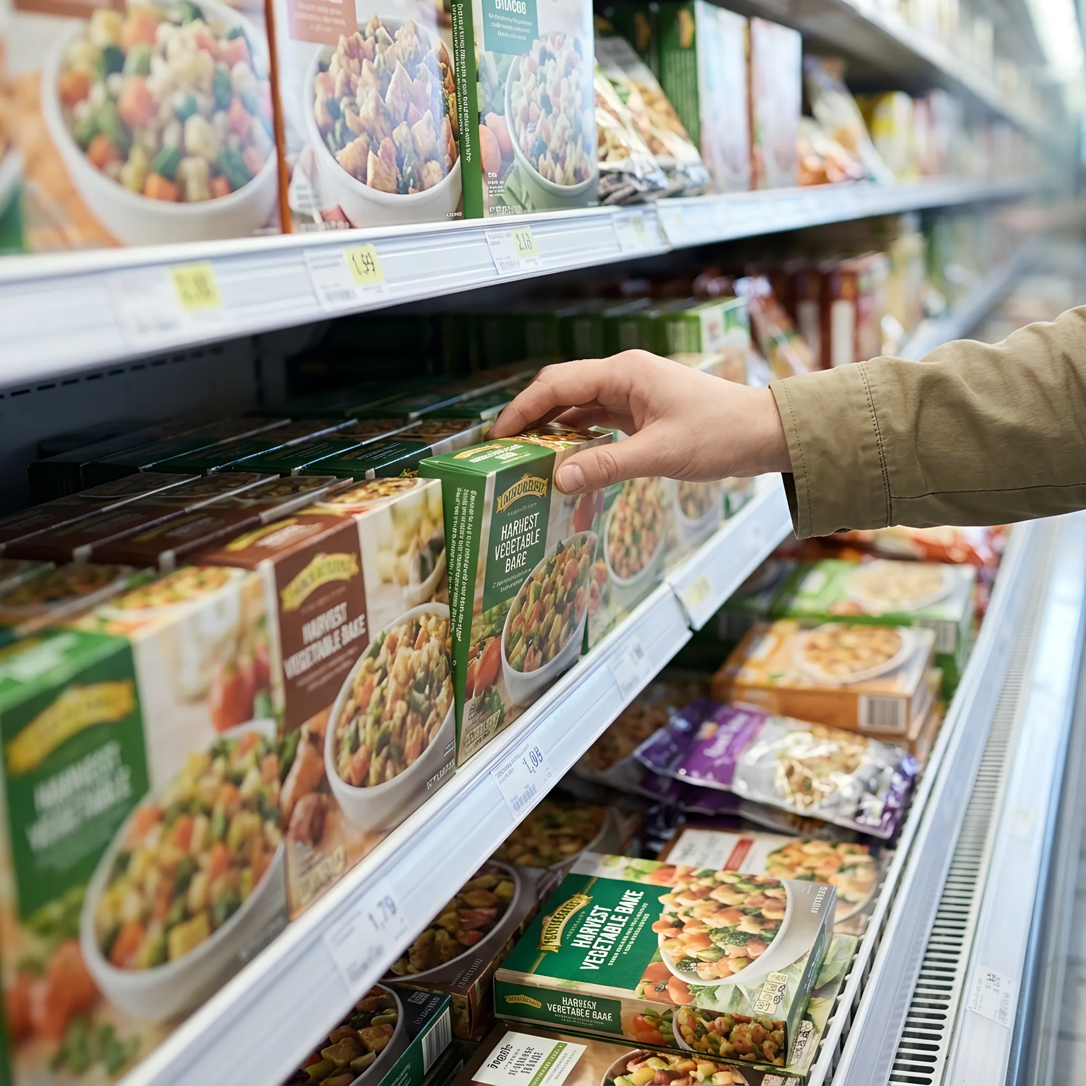 Designer reviewing frozen food packaging artwork