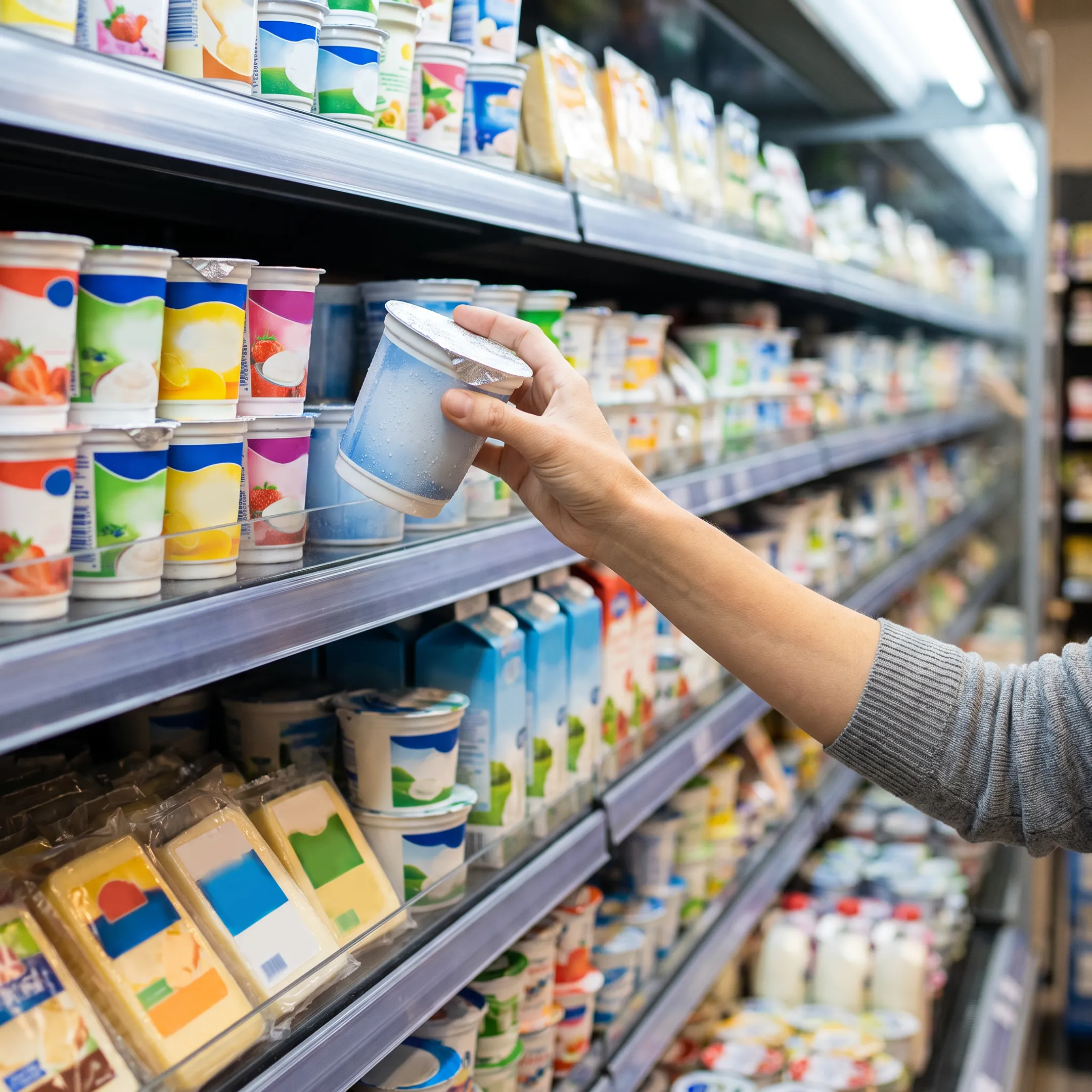 Food photographer styling dairy product for packaging shoot