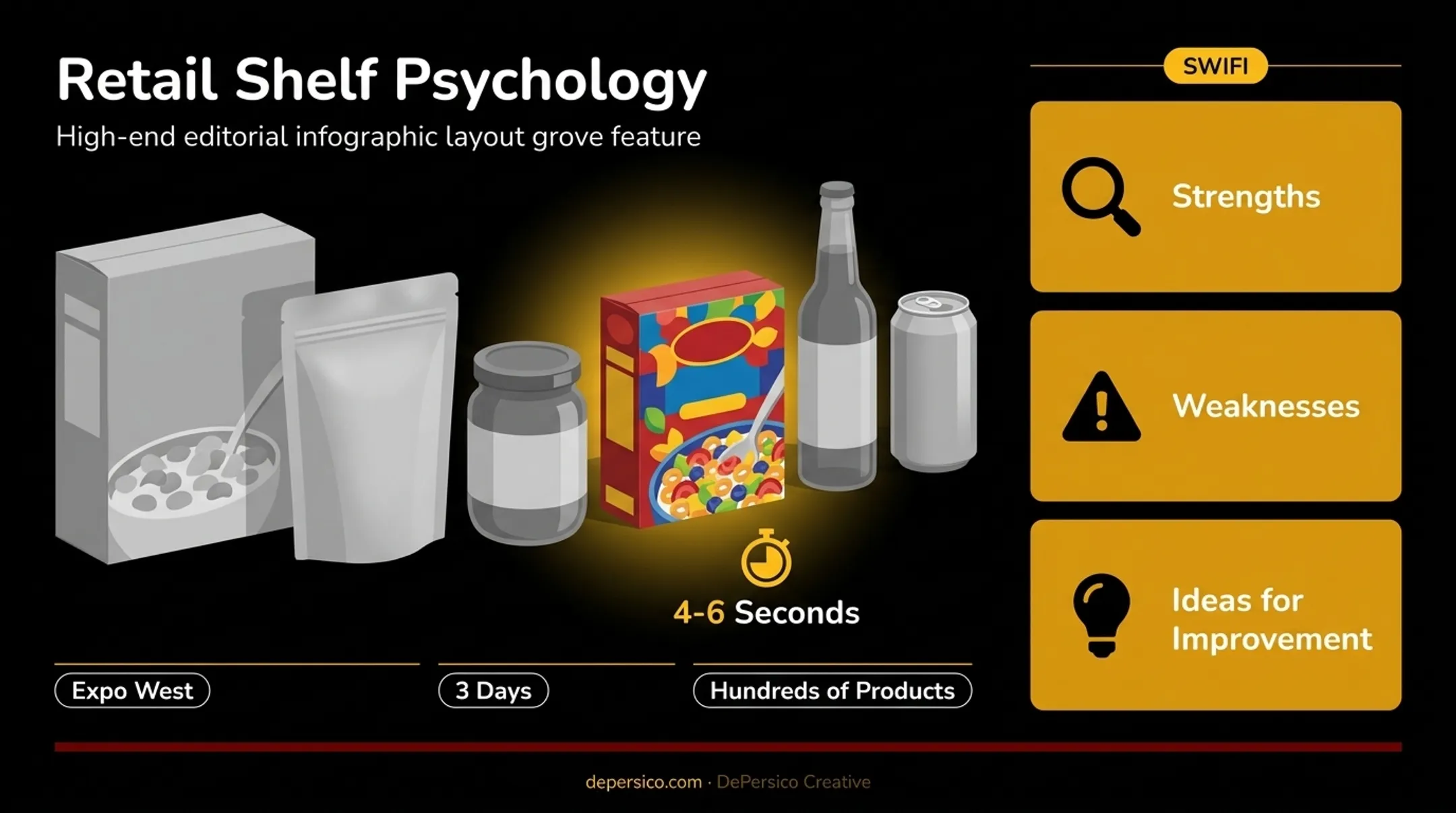 DePersico Creative SWIFI packaging visual perception assessment evaluation process