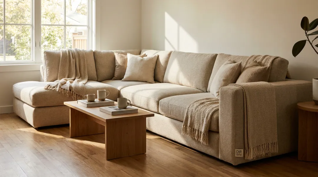 Custom bespoke L-shaped sofa built for family durability and comfort
