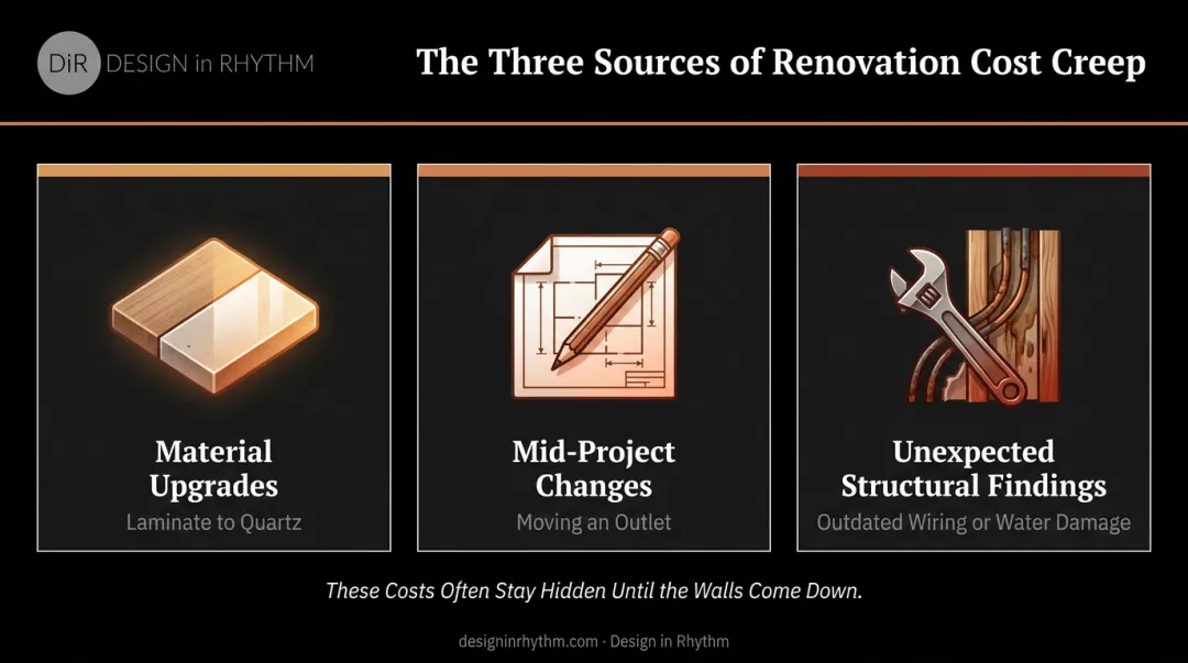 Three hidden causes of renovation budget overruns breakdown