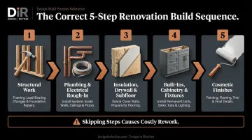 5-step renovation build order from structural work to finishes