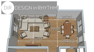 3D interior design rendering showing accurately scaled furniture placement