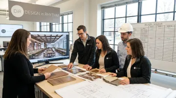 Design in Rhythm team coordinating restaurant material procurement and installation logistics