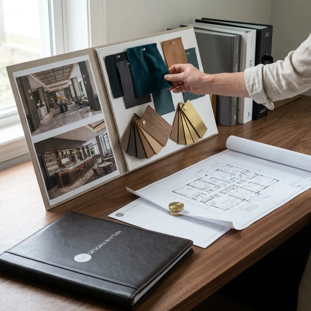 Professional interior design studio concept board