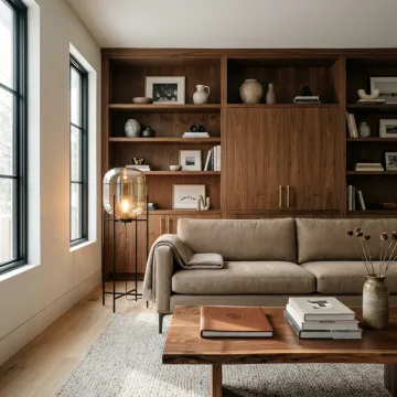 Custom furniture and storage in a refined interior