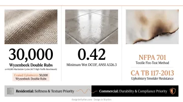 Commercial interior material durability standards upholstery flooring and flame retardant benchmarks