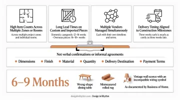 Four key complexity factors in hospitality interior design procurement infographic