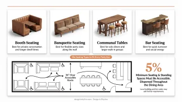 Restaurant seating types comparison chart banquettes booths communal and bar seating