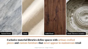 Natural minimalist materials texture comparison including stone linen wood ceramics