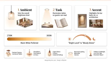 Three-layer restaurant lighting system ambient task and accent diagram