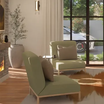 Elegant remodeled living room with custom furniture