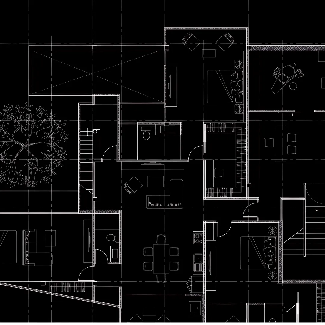 Designer reviewing interior floor plans and renderings