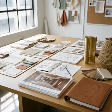 Custom interior design concept with mood boards and renderings
