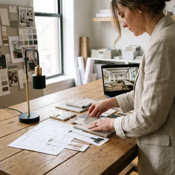 Designer reviewing hospitality lighting plans