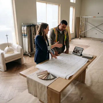 Designer coordinating hospitality remodeling installation