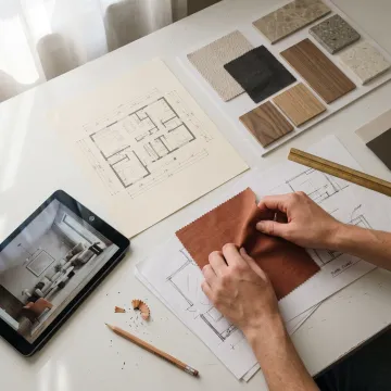 Modern house floor plan and interior design concept