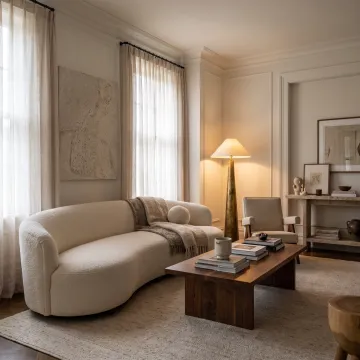 Modern staged interior with curated furniture and decor