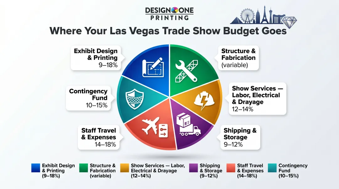 Las Vegas trade show booth total budget allocation breakdown by cost category percentages