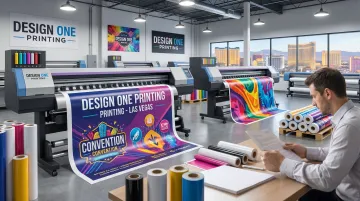 Design One Printing Las Vegas shop producing large format trade show banners