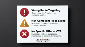 Three common EDDM mistakes that waste budget with warning icons