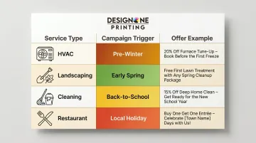 Seasonal direct mail campaign ideas by local service business type