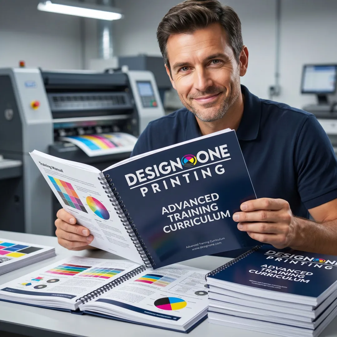 Bound training manuals being reviewed for print quality