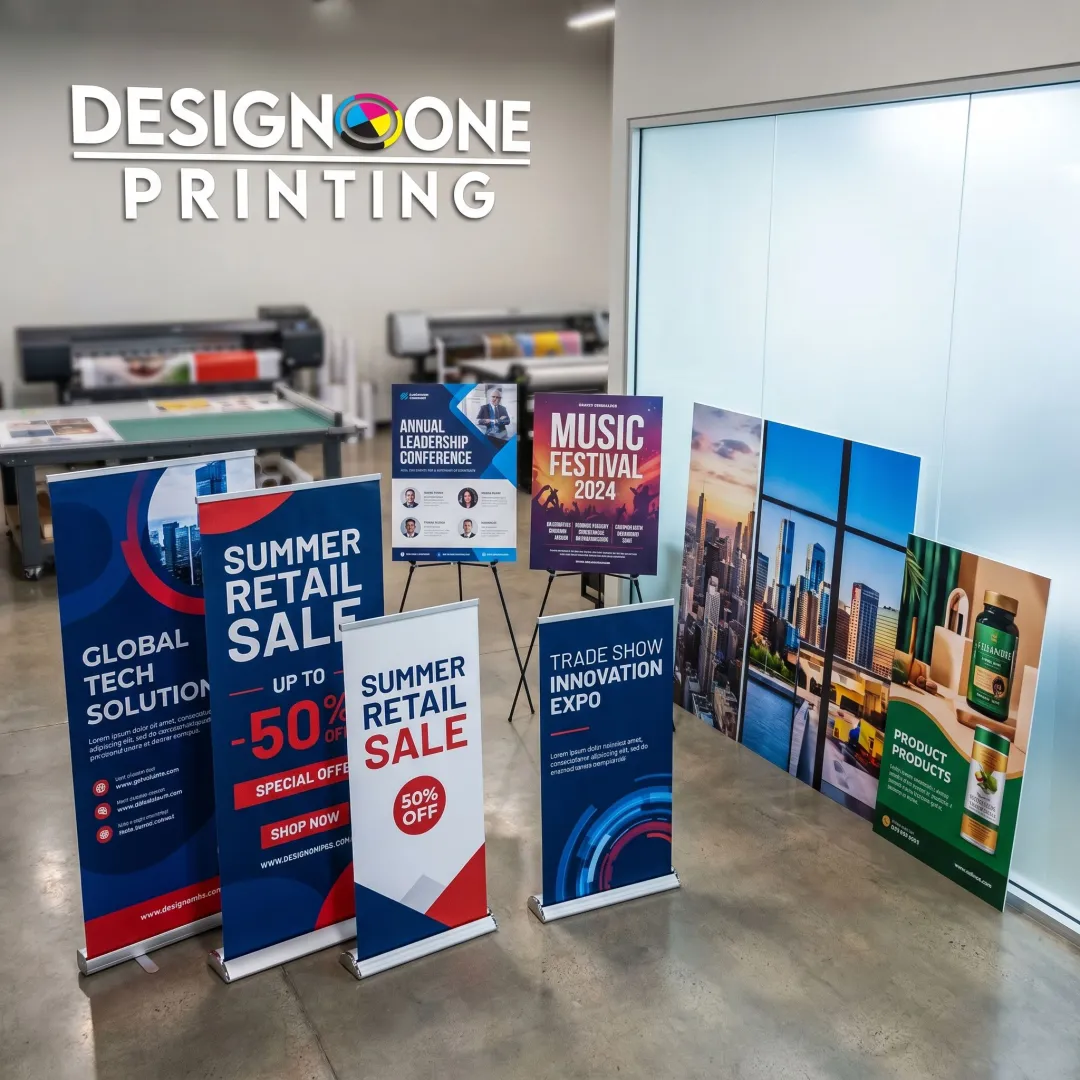 Printed banners and signage ready for installation