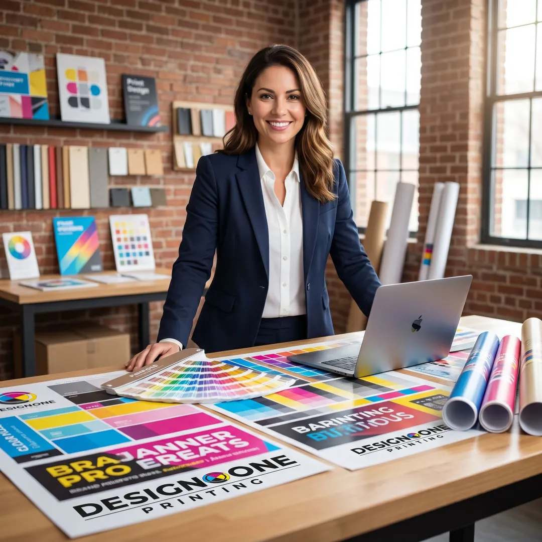 Designer preparing custom signage artwork