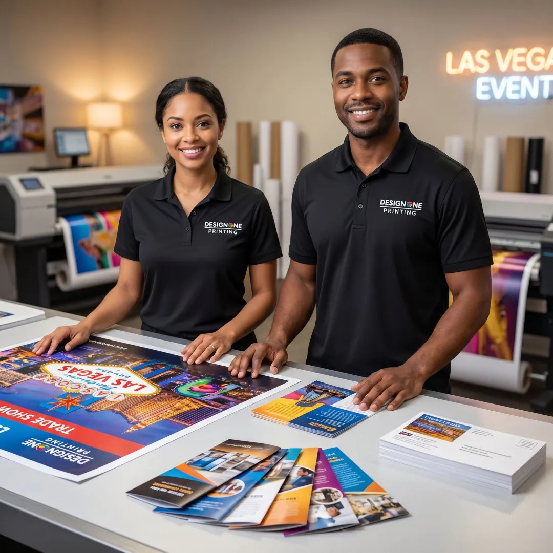 Printing team preparing trade show materials