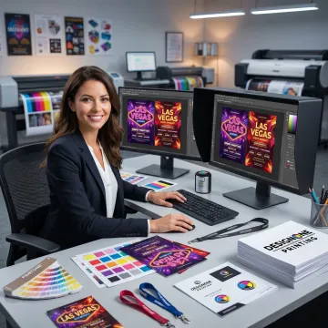Graphic designer creating event flyers in Las Vegas