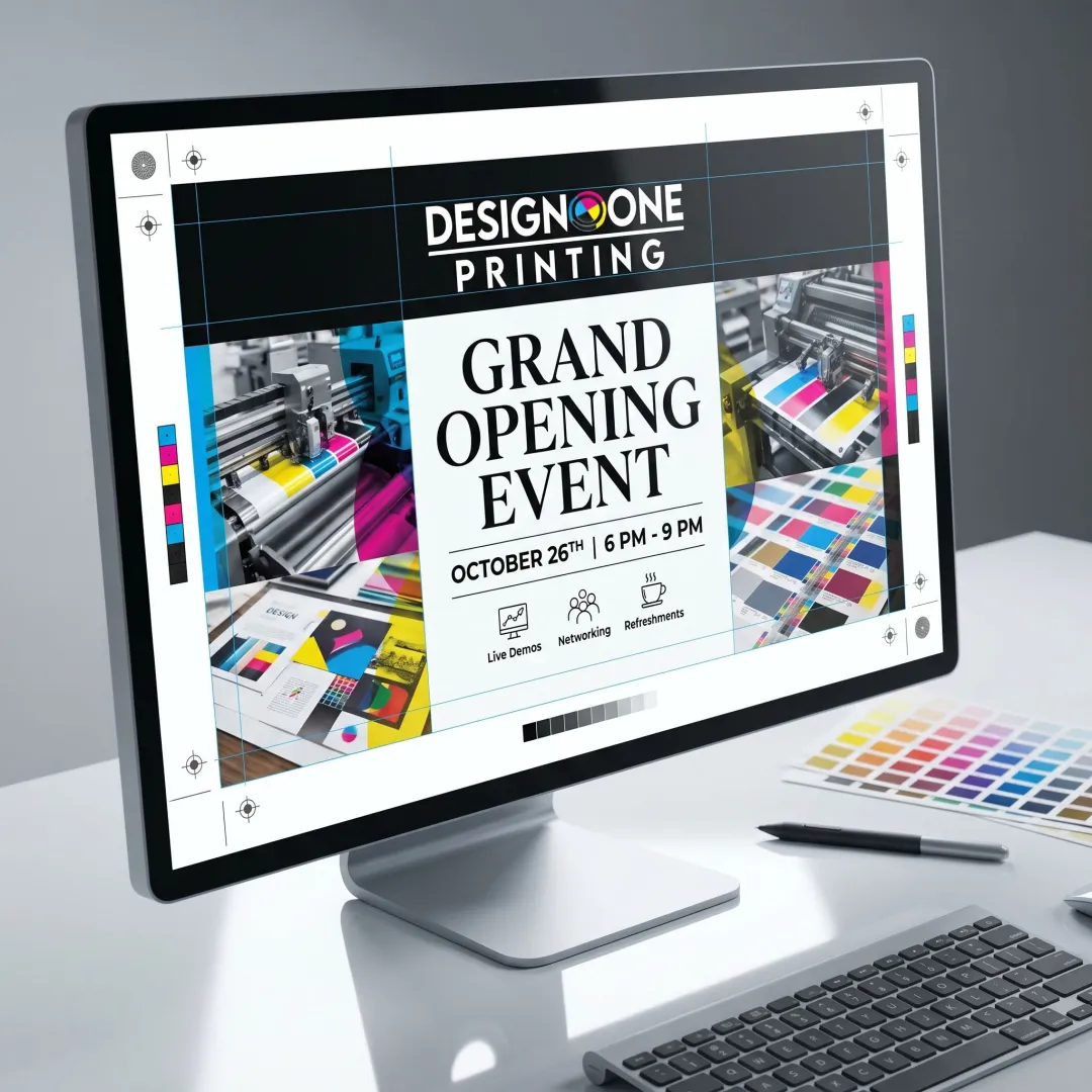 Print-ready event flyer design on screen