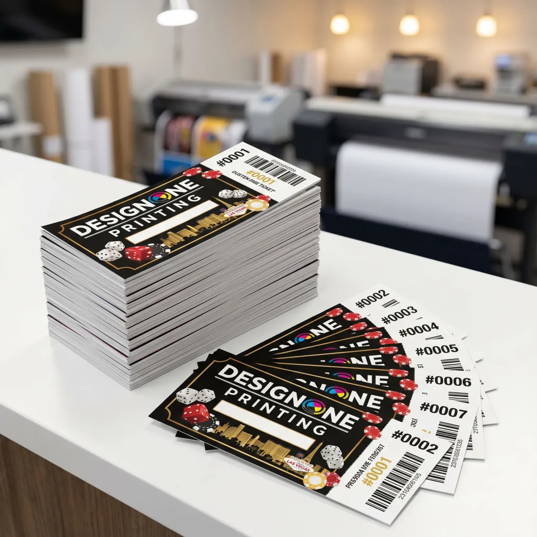 Printed raffle tickets ready for pickup