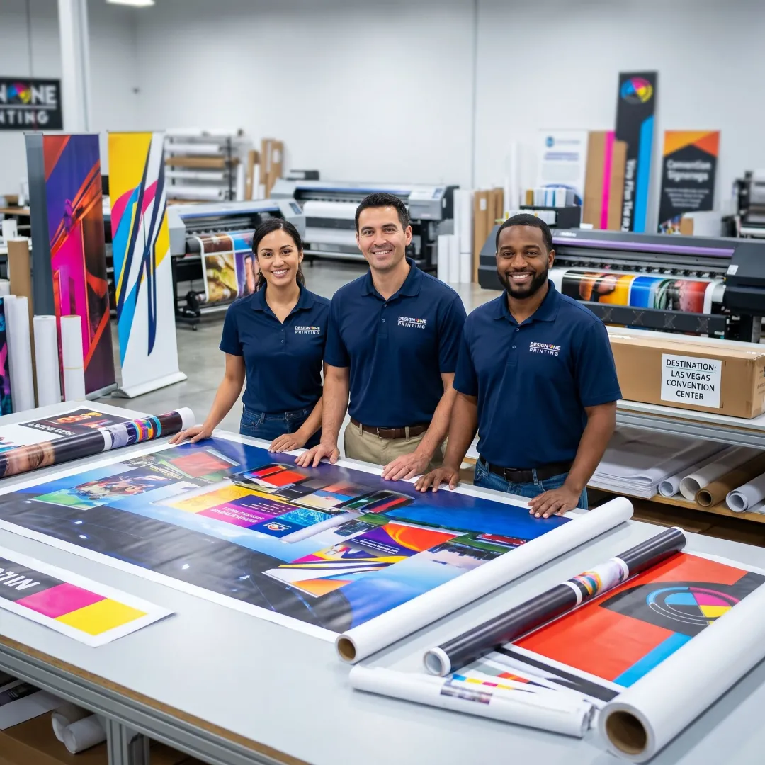 Large convention graphics being prepared for printing