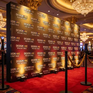 Casino step and repeat banner backdrop in Las Vegas
