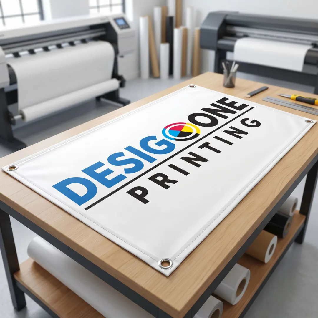 Printed banner prepared for business use