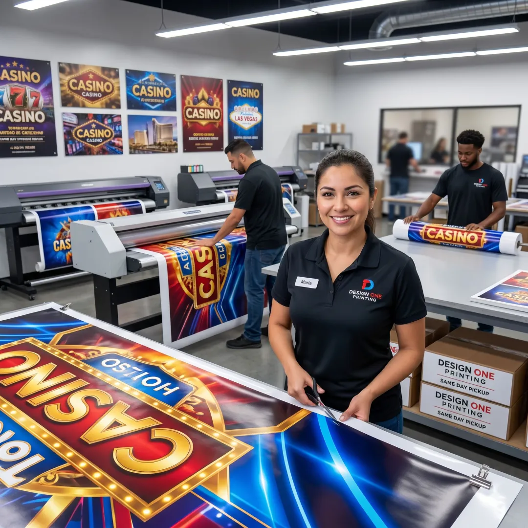 Rush banner printing process for casinos