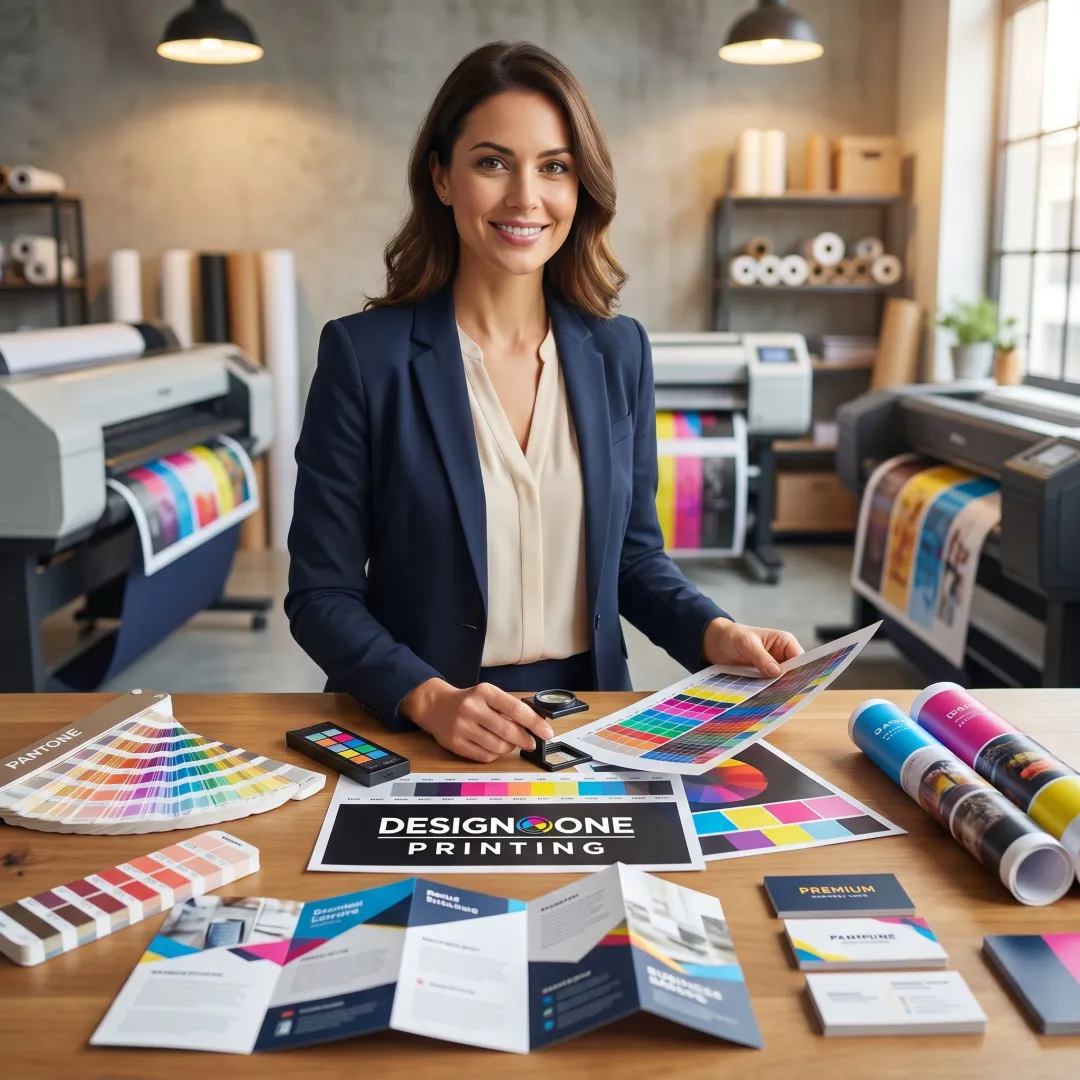 Graphic designer preparing print-ready marketing materials