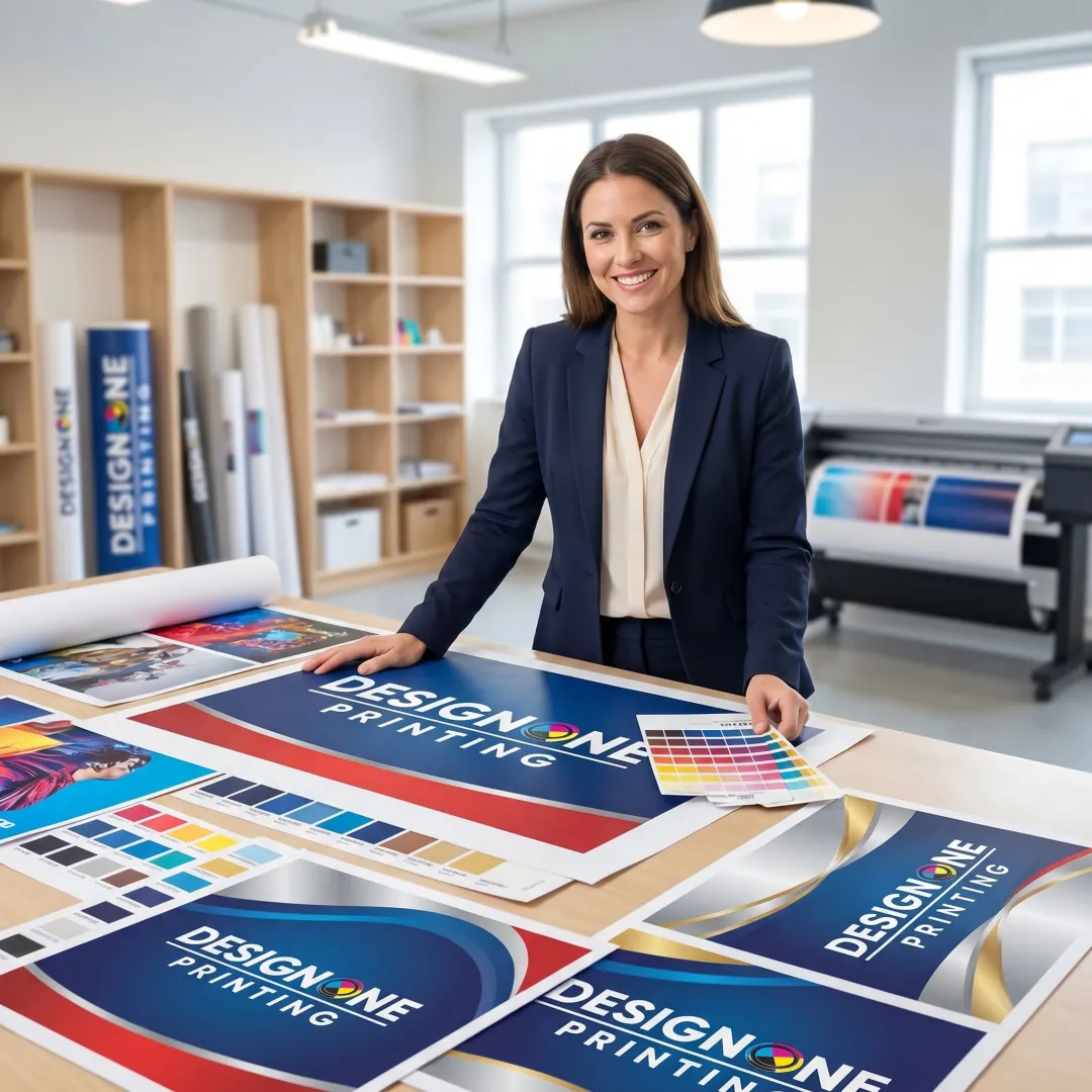 Designer creating print-ready event graphics